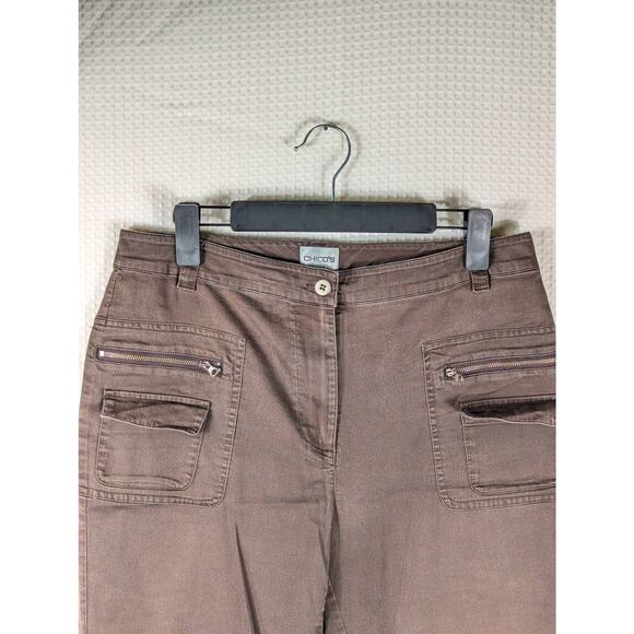 Chico’s 1.5 Brown Zip Pocket Pants Stretch Cotton Straight Leg Women’s 33x29 - Picture 3 of 4